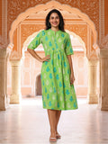 Floral Embroidered A-Line Pure Cotton Ethnic Dress
