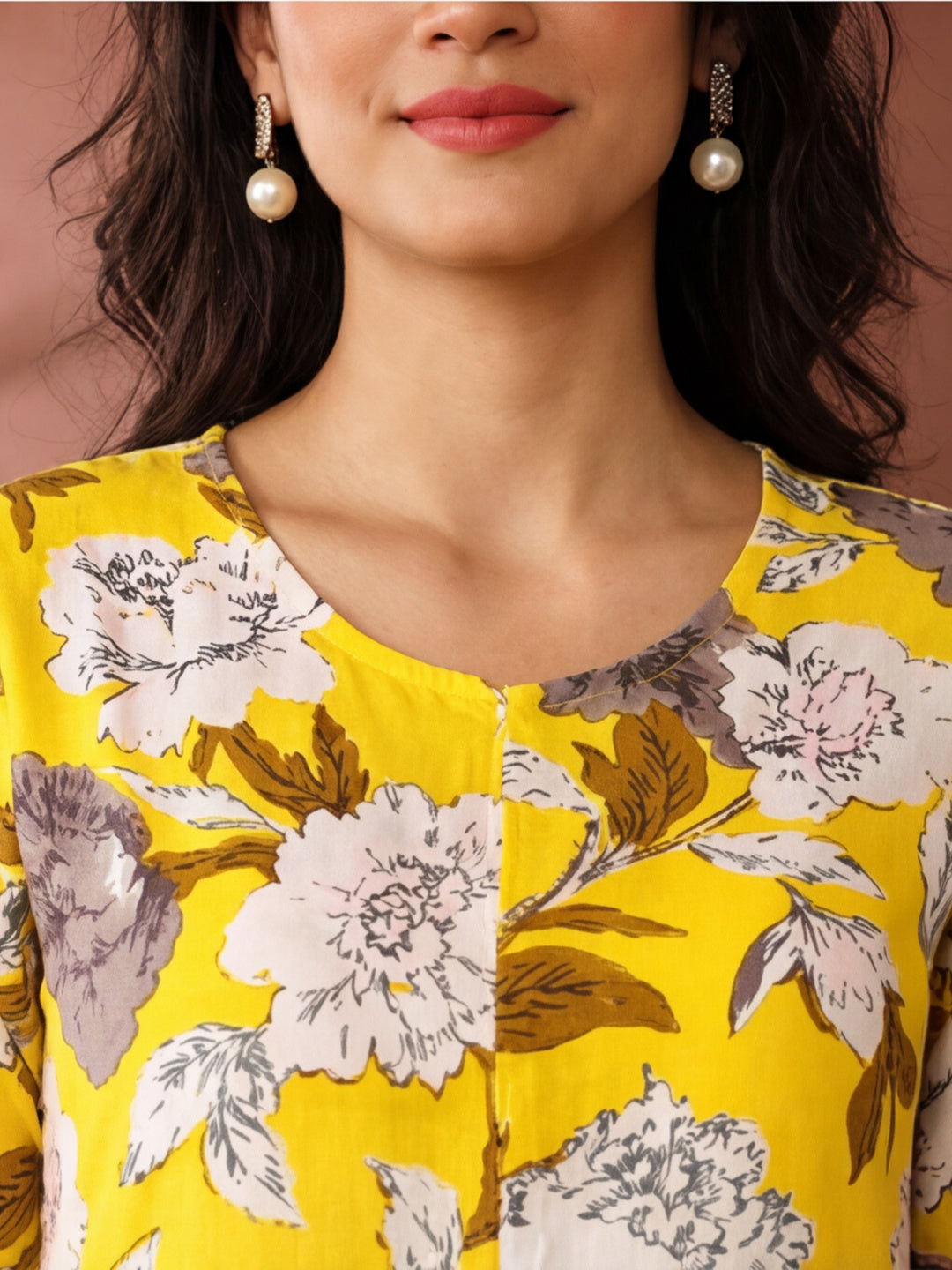 Floral Printed A-Line Tiered Ethnic Dress