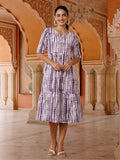 Textured Dyed A-Line Tiered Ethnic Dress