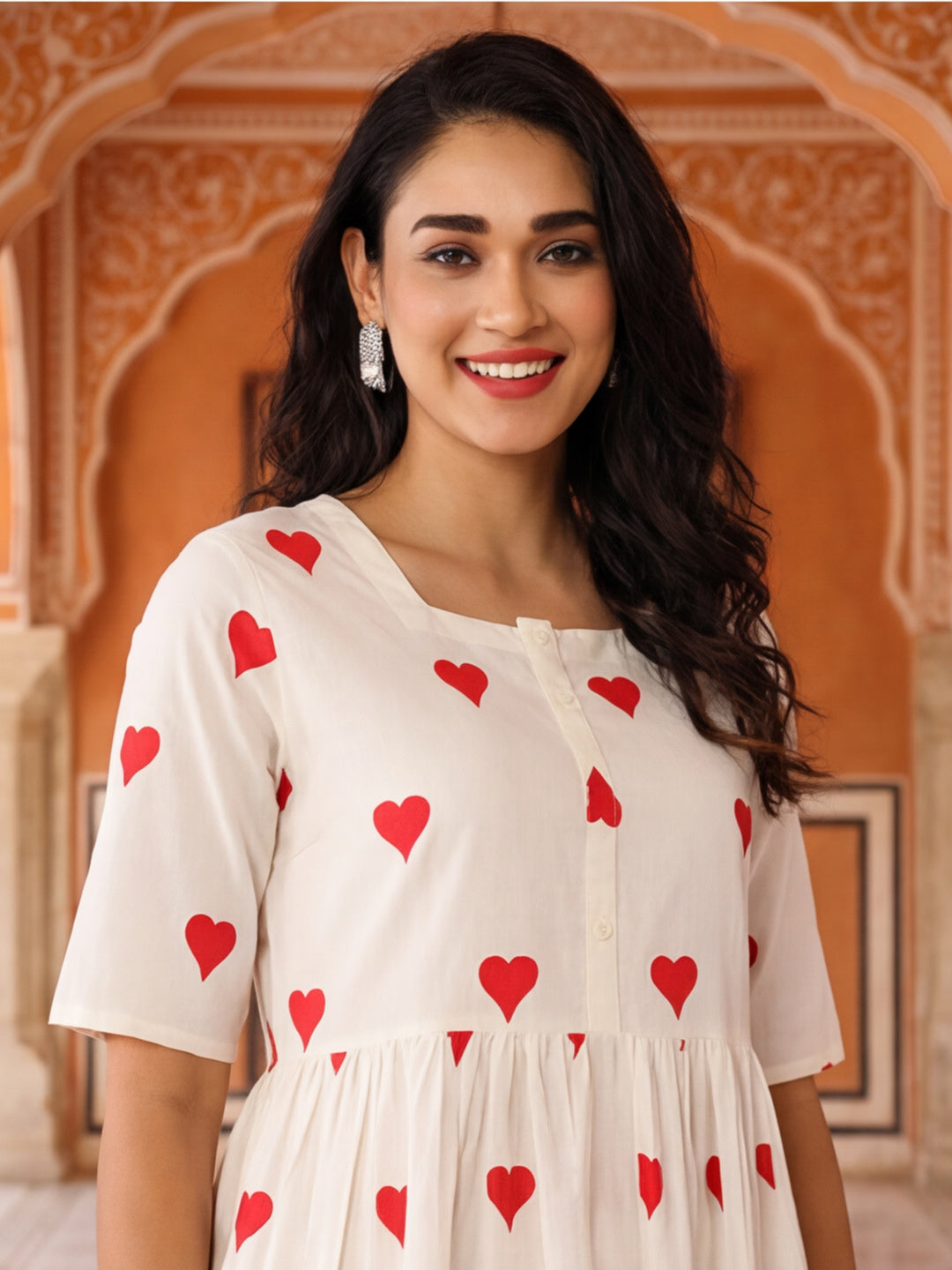 Quirky Printed A-Line Pure Cotton Ethnic Dress
