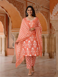 Floral Embroidered Straight Kurta & Trousers Sets
