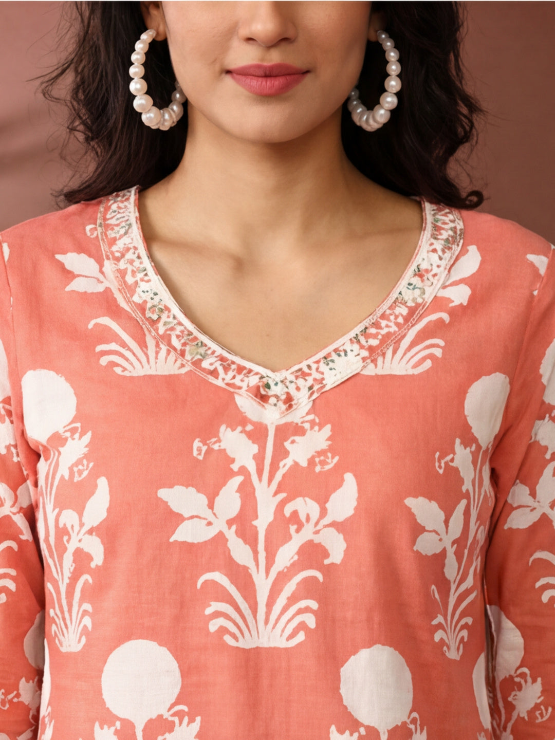 Floral Embroidered Straight Kurta & Trousers Sets