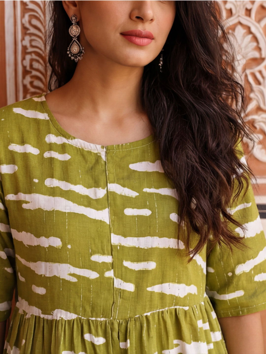 Floral Printed A-Line Cotton Blend Ethnic Dress