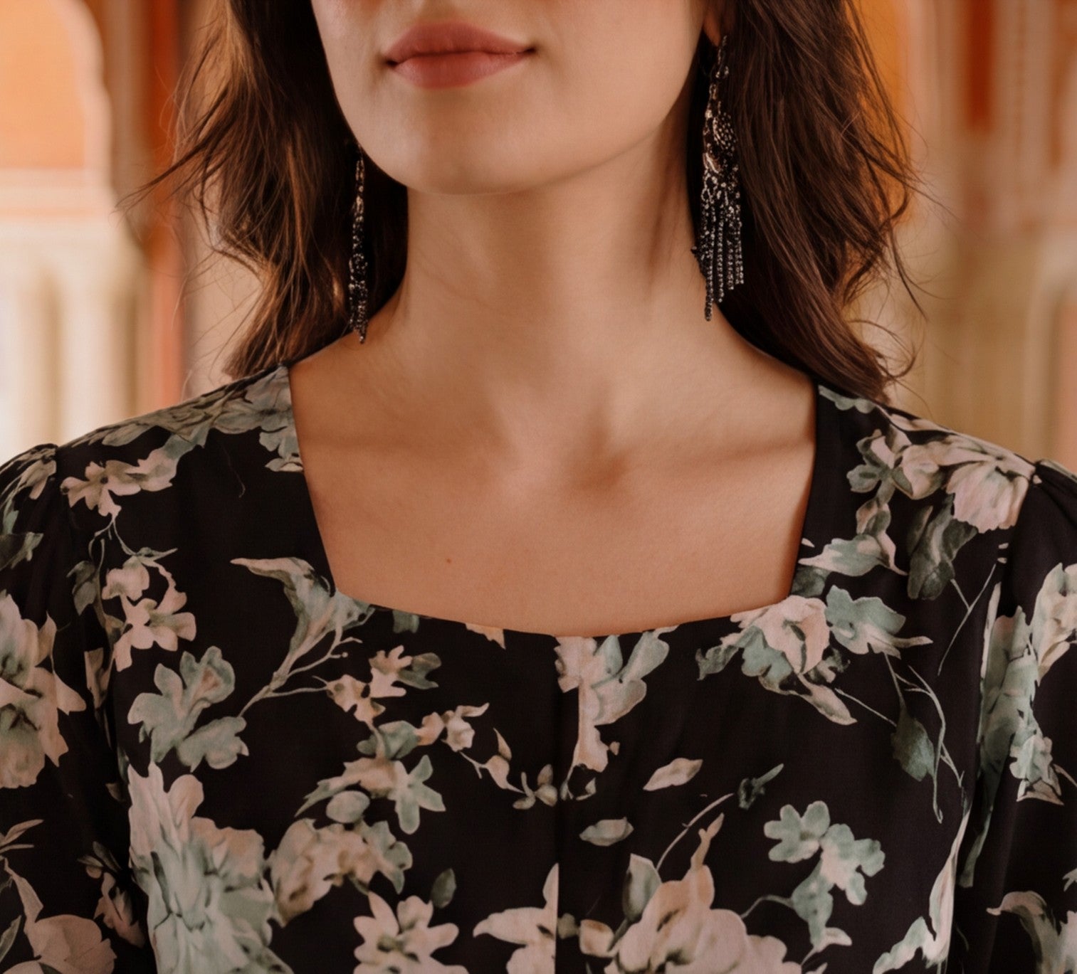 Floral Printed Tiered Ethnic Dress