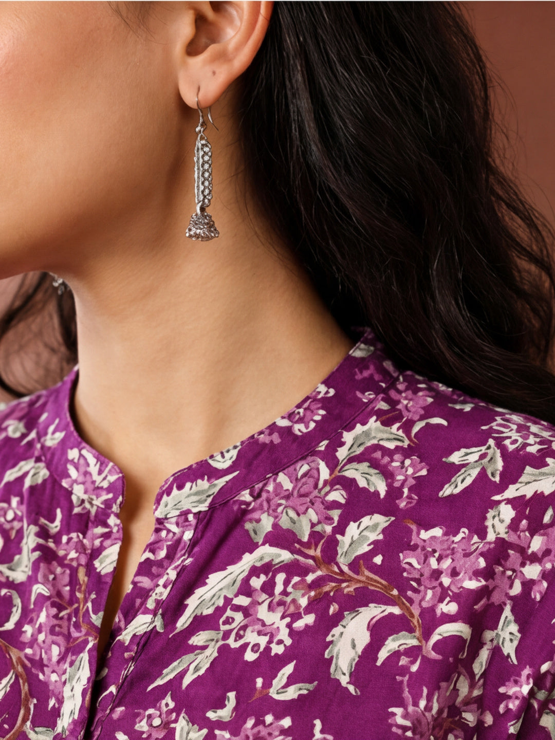 Floral Printed A-Line Panelled Ethnic Dress