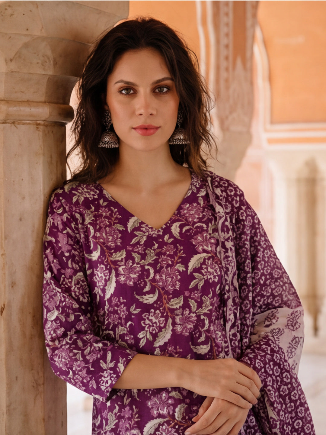 Floral Printed A-Line Kurta & Trousers Sets