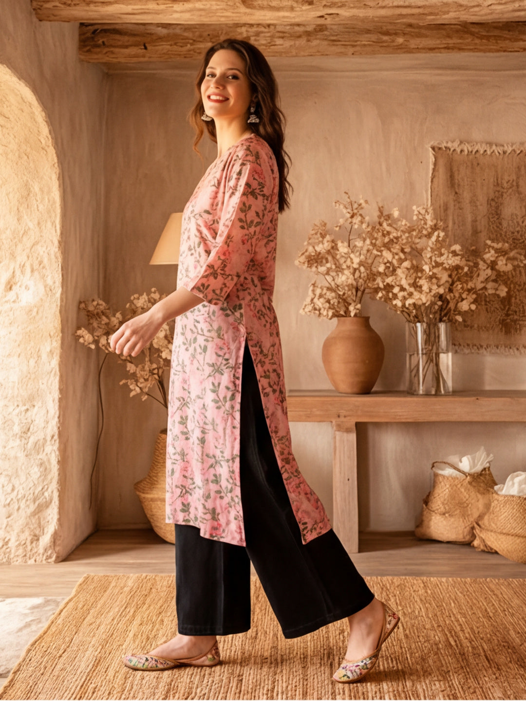 Floral Embroidered Straight Kurta