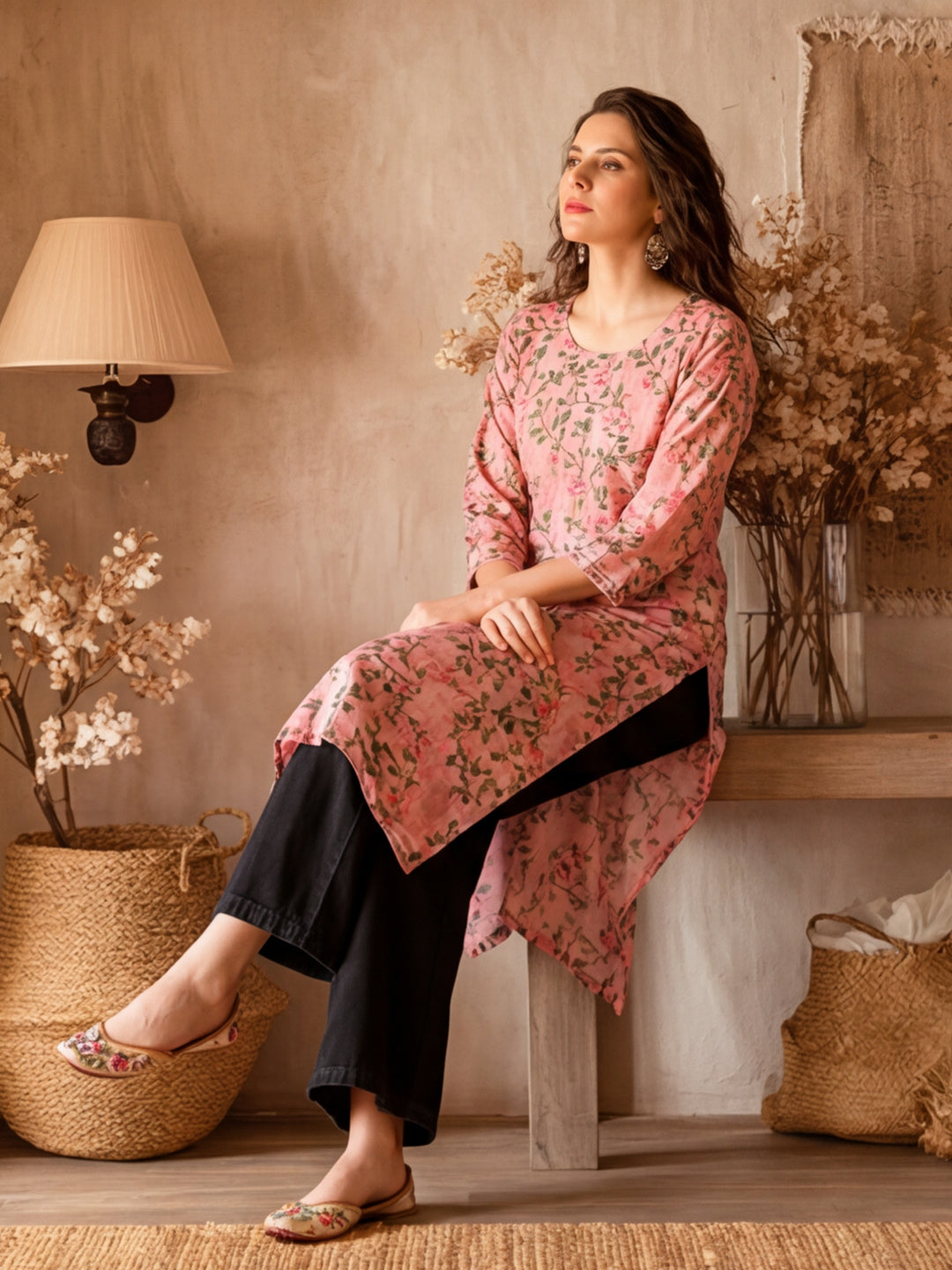 Floral Embroidered Straight Kurta