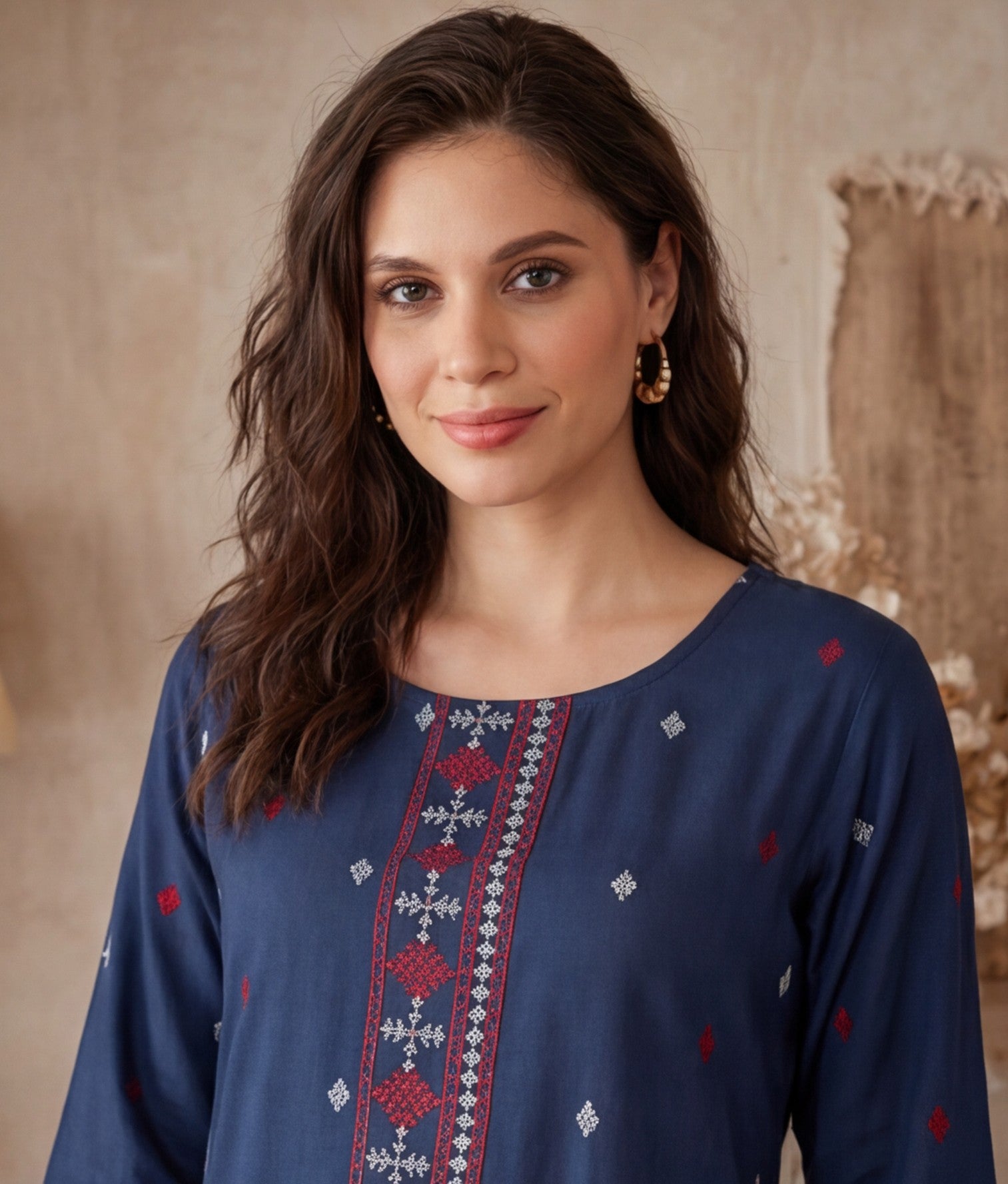 Floral Embroidered Straight Kurta