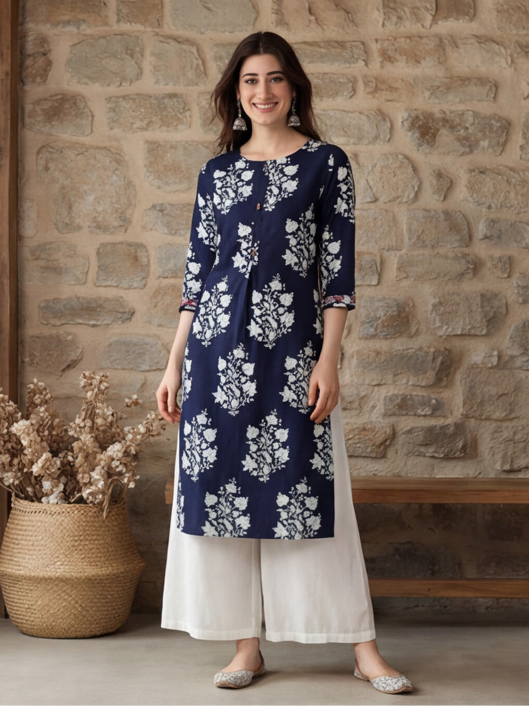 Floral Printed Straight Kurta