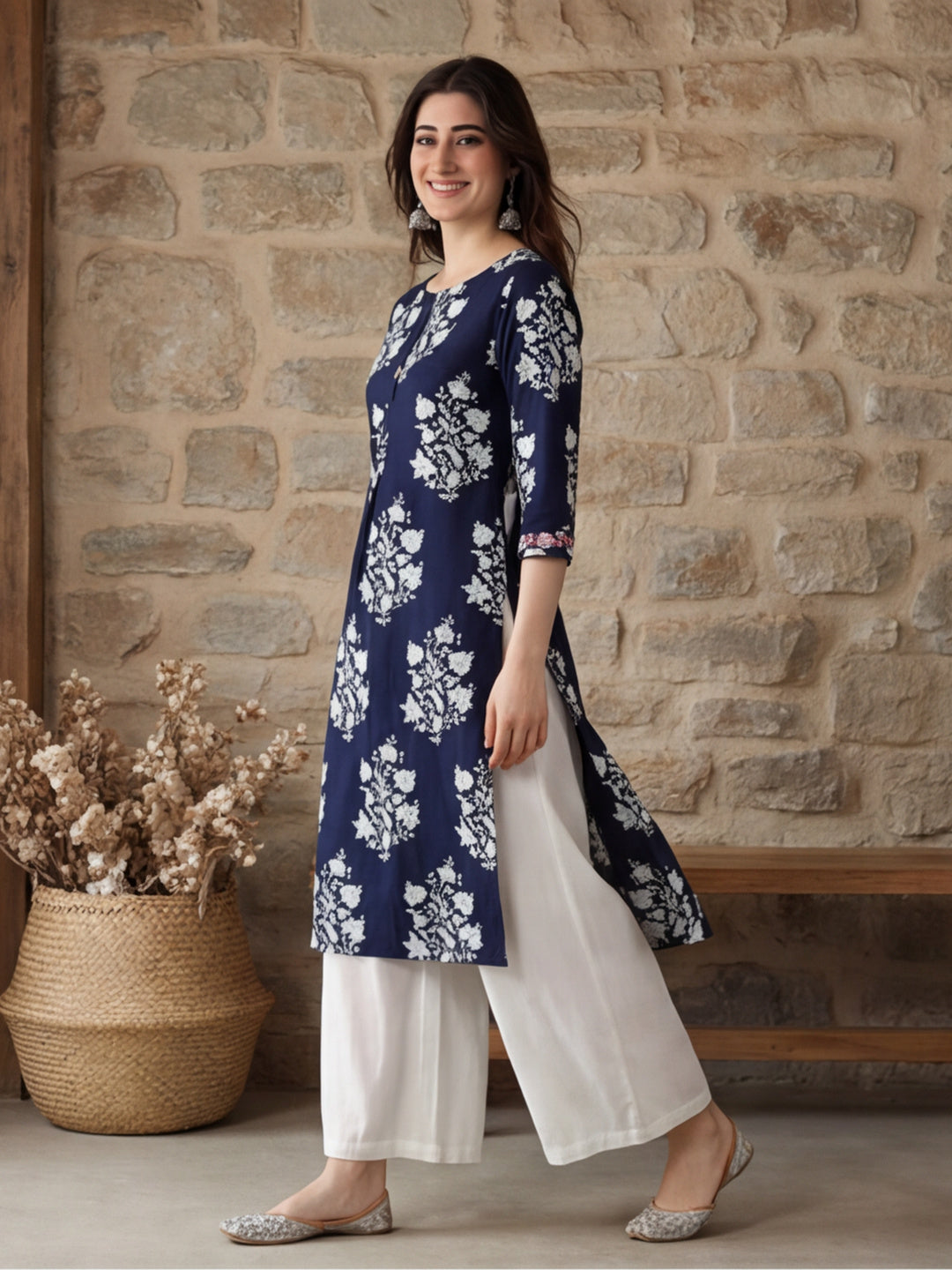 Floral Printed Straight Kurta