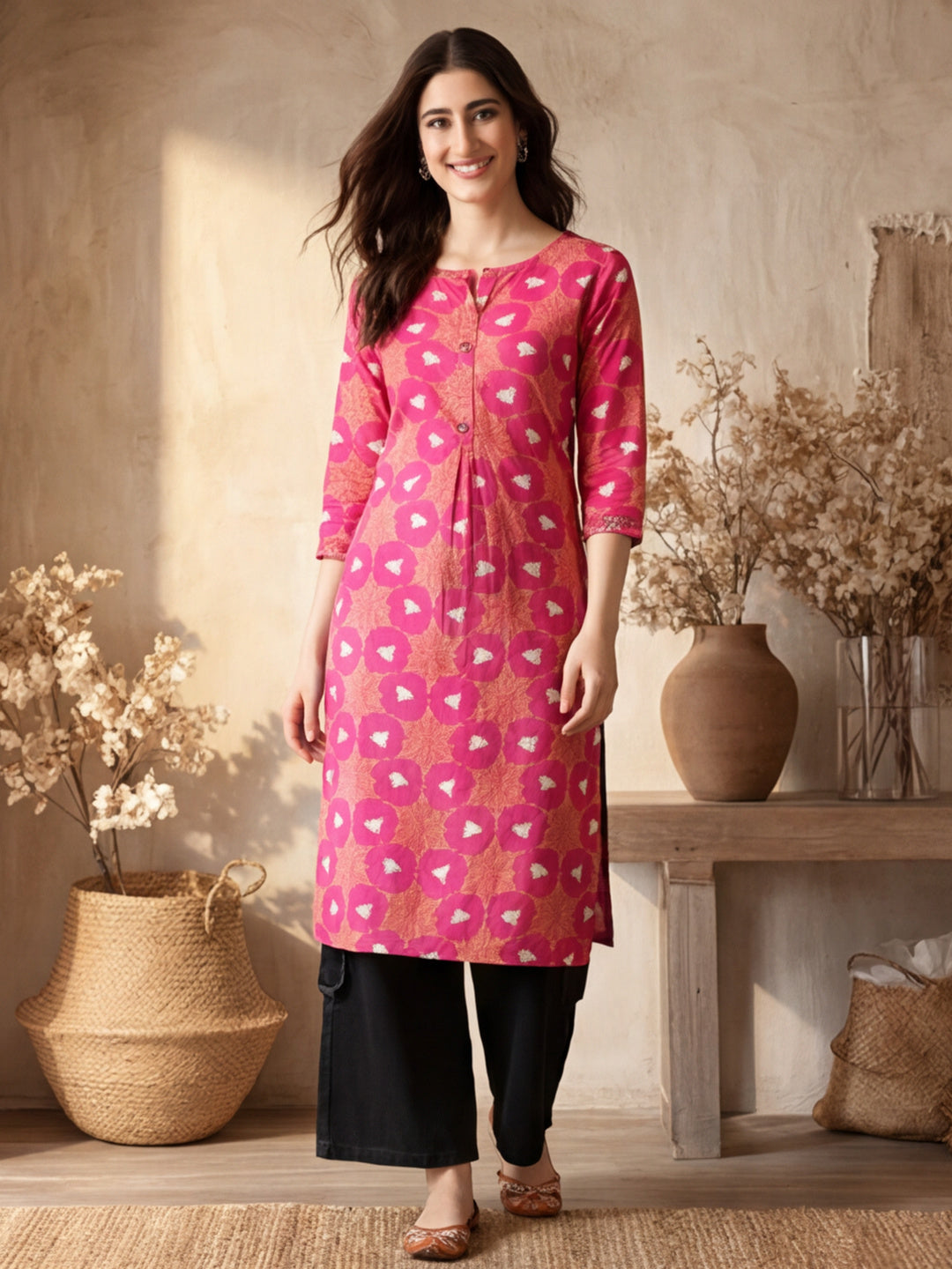 Floral Printed Straight Kurta