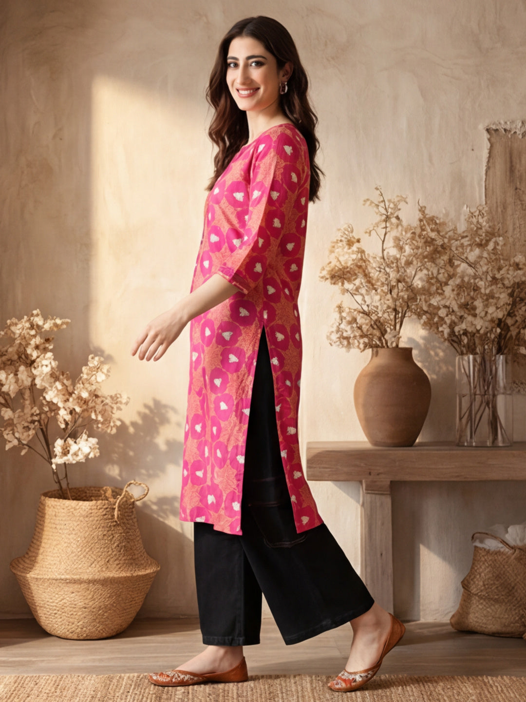 Floral Printed Straight Kurta