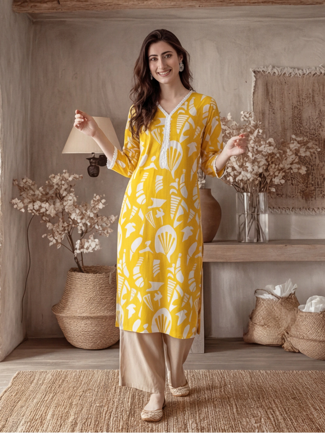 Floral Printed Straight Kurta