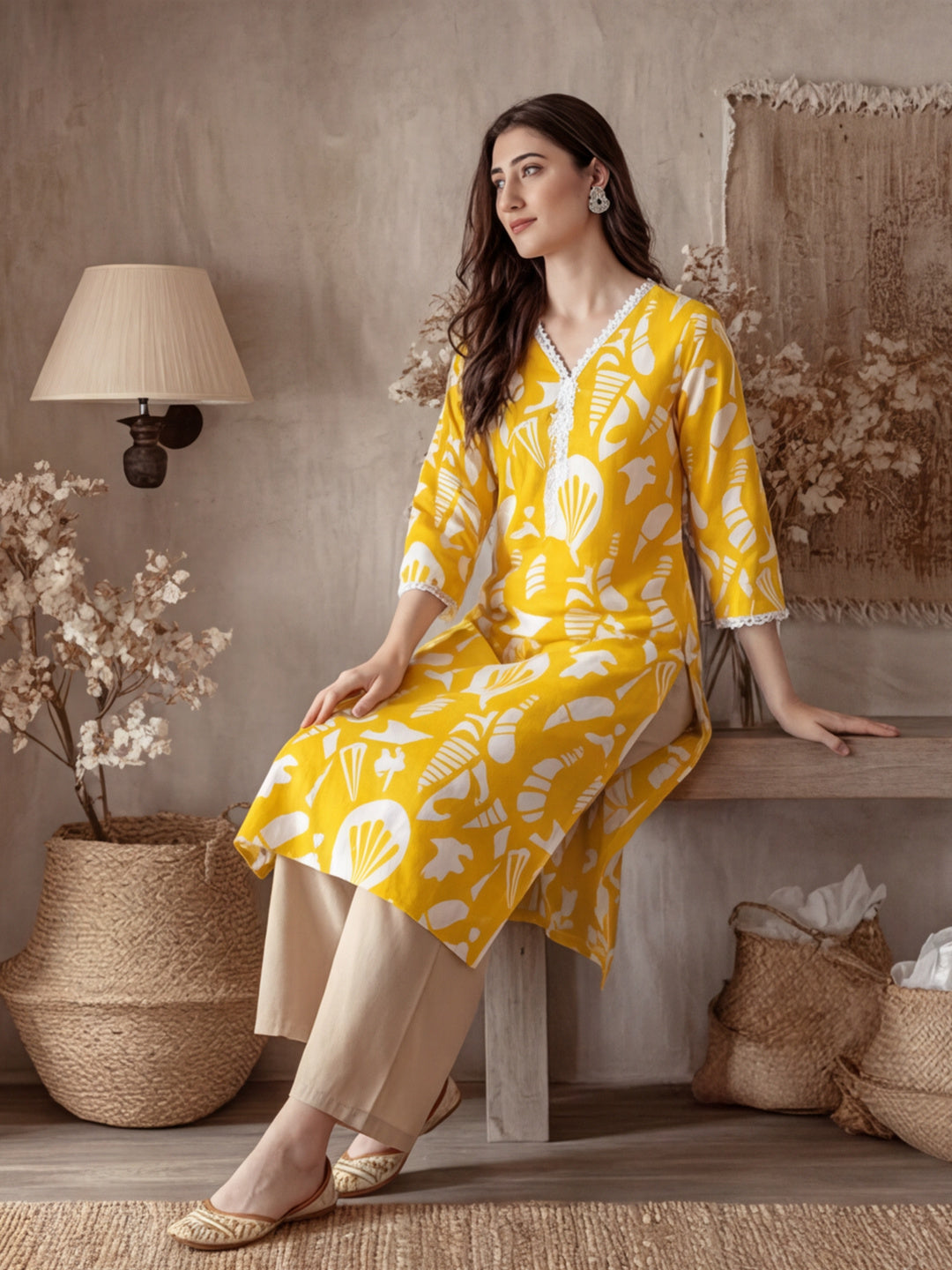 Floral Printed Straight Kurta