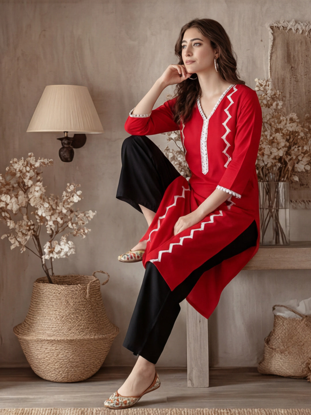 Floral Printed Straight Kurta