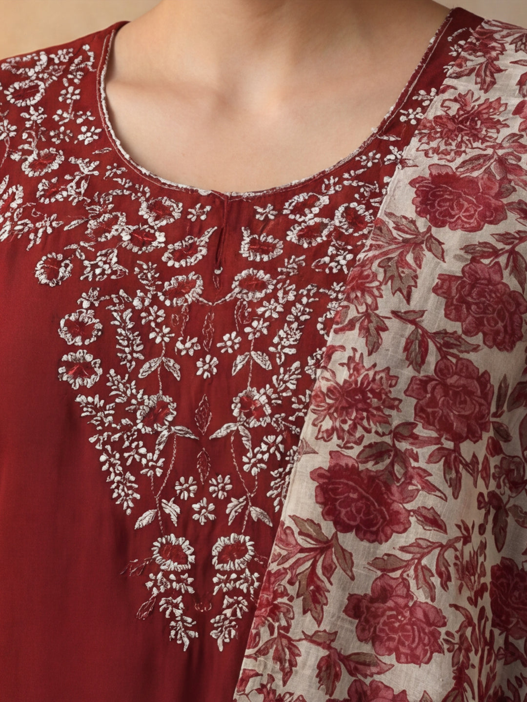 Solid Embroidered Straight Kurta & Trousers Sets