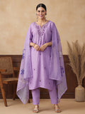 Floral Embroidered Straight Kurta & Trousers Sets