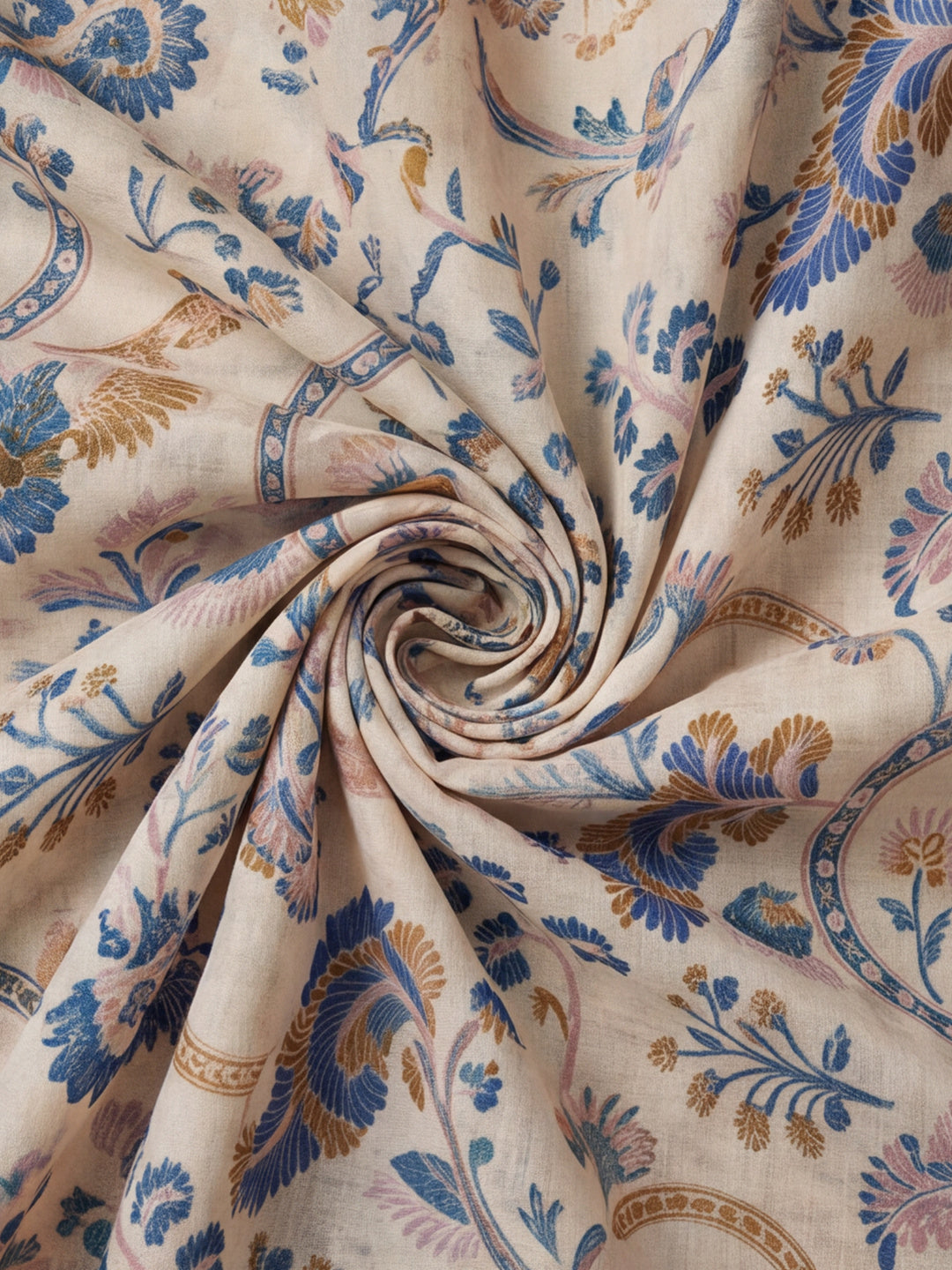 Jaipur Kurti Women Blue Digital Printed Saree With Tasselled Border