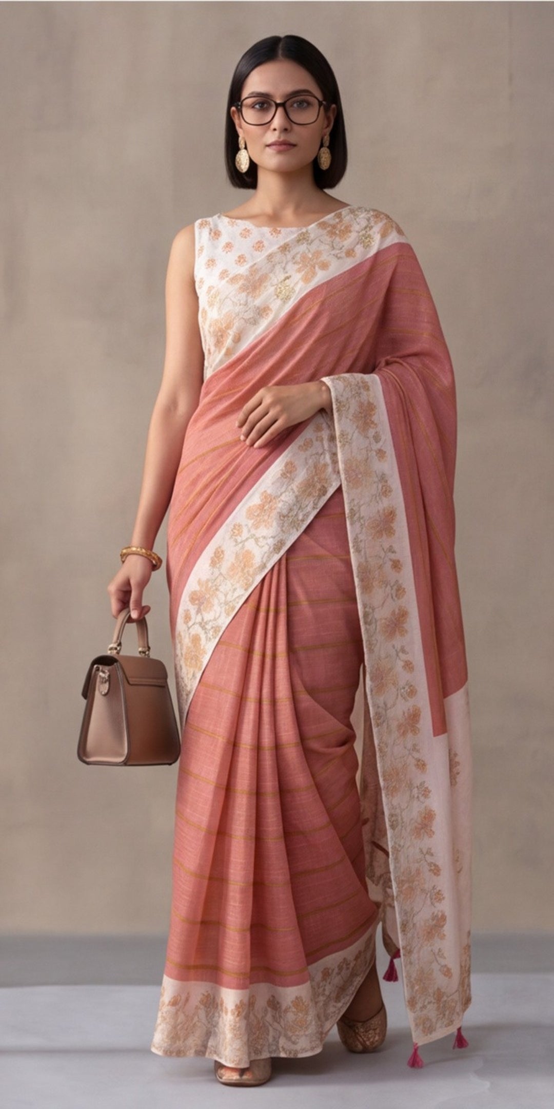 Jaipur Kurti Women Pink Digital Printed Saree With Tasselled Border
