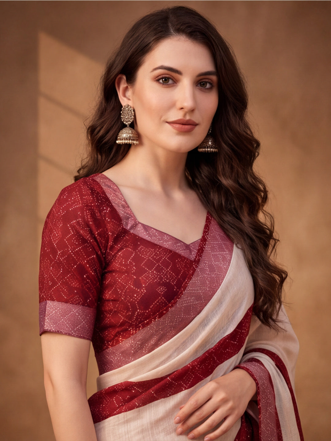 Jaipur Kurti Women Off White Digital Printed Saree With Tasselled Border