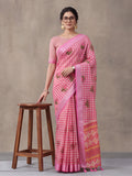 Jaipur Kurti Women Baby Pink Digital Printed Saree With Tasselled Border