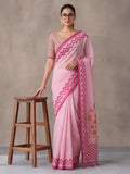 Jaipur Kurti Women Pink Digital Printed Saree With Tasselled Border