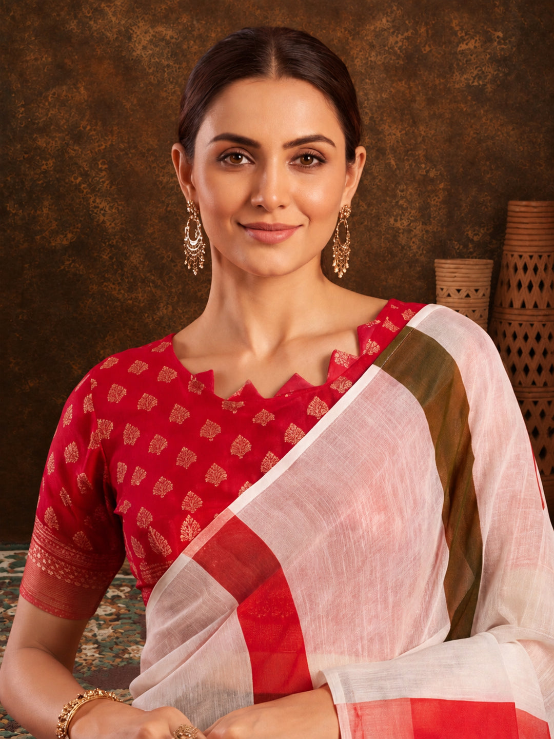 Jaipur Kurti Women Multi Digital Printed Saree With Tasselled Border