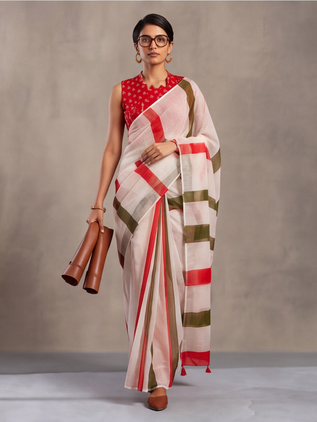 Jaipur Kurti Women Multi Digital Printed Saree With Tasselled Border