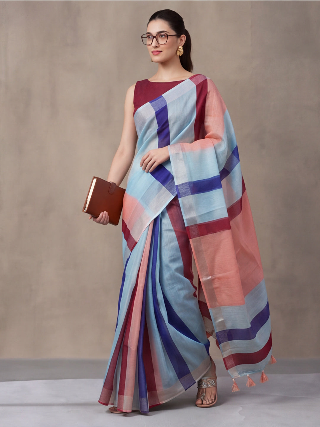 Jaipur Kurti Women Multi Digital Printed Saree With Tasselled Border