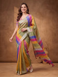 Jaipur Kurti Women Multi Digital Printed Saree With Tasselled Border