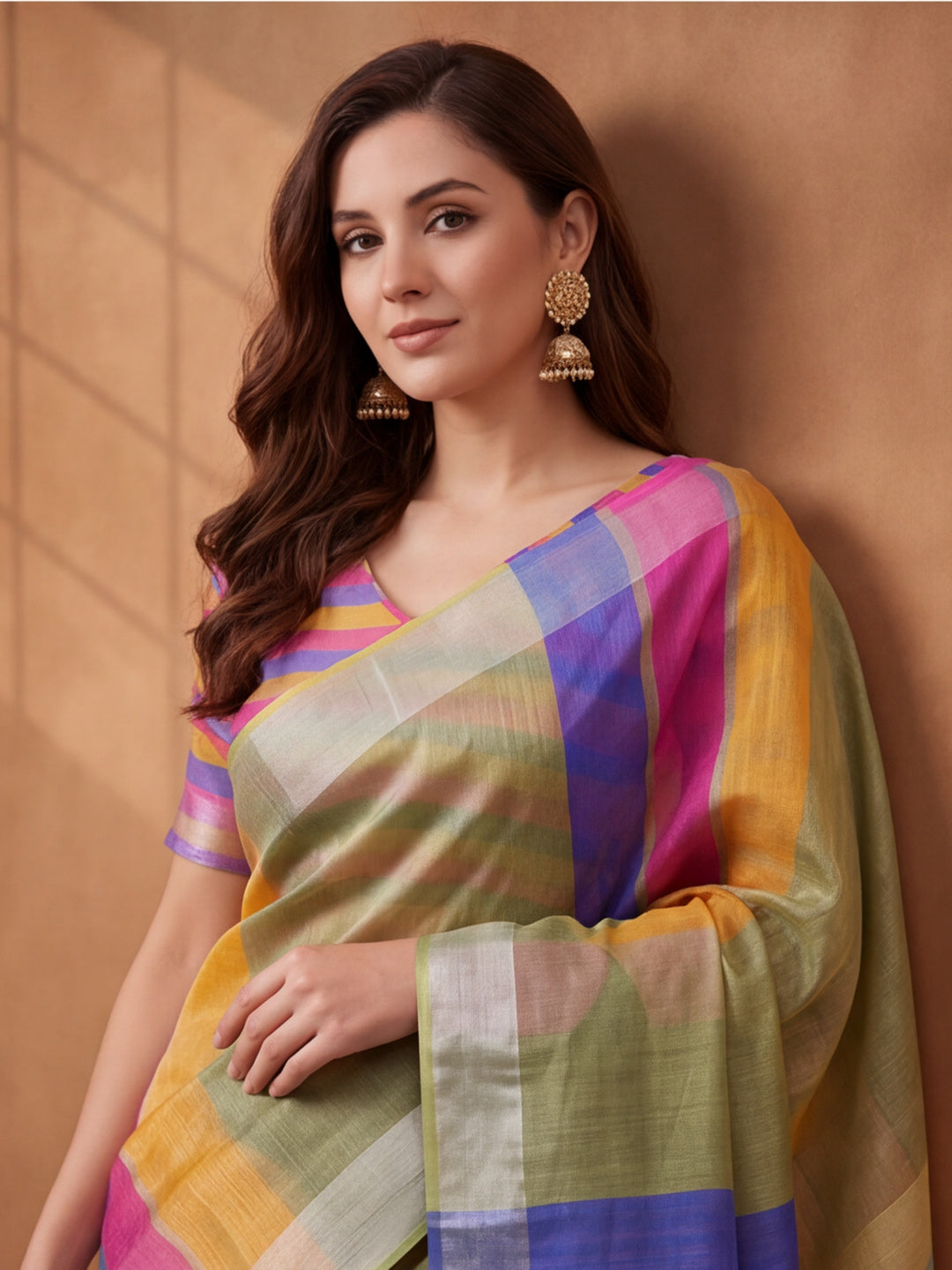 Jaipur Kurti Women Multi Digital Printed Saree With Tasselled Border
