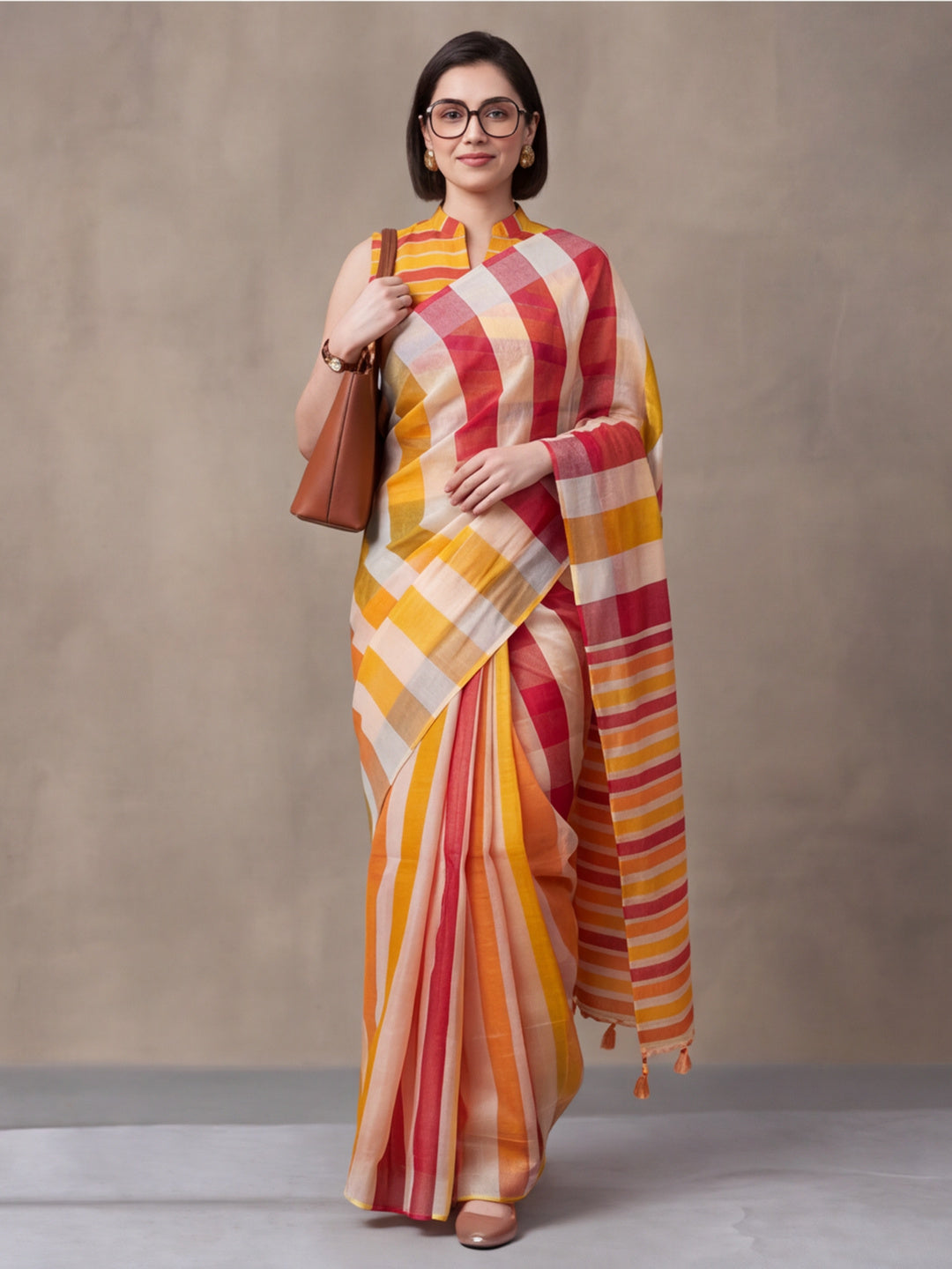 Jaipur Kurti Women Multi Digital Printed Saree With Tasselled Border