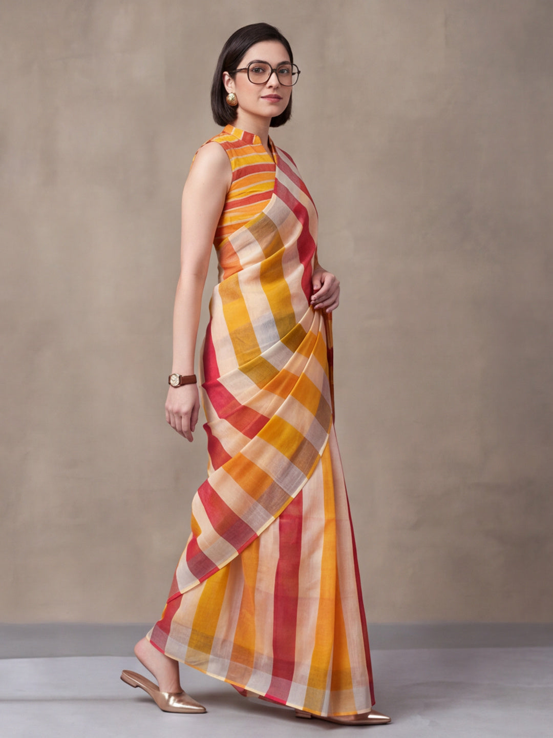 Jaipur Kurti Women Multi Digital Printed Saree With Tasselled Border