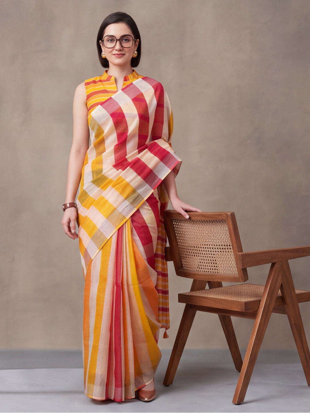 Jaipur Kurti Women Multi Digital Printed Saree With Tasselled Border