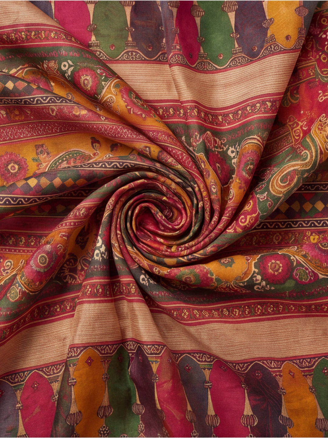 Jaipur Kurti Women Multi Digital Printed Saree With Tasselled Border