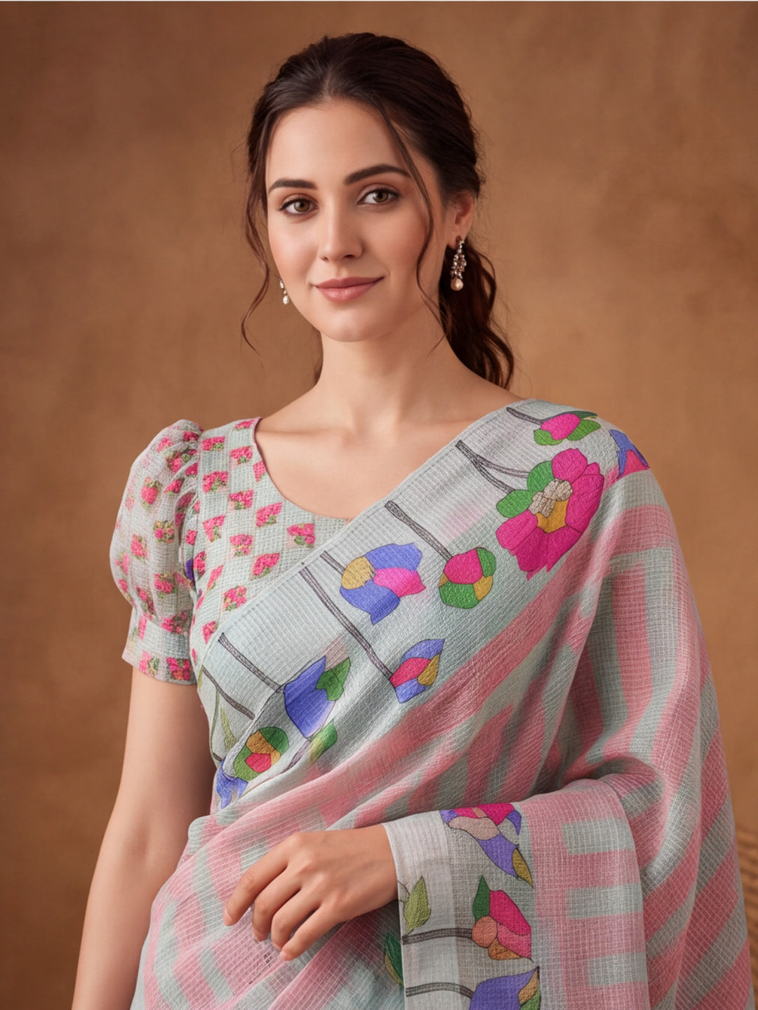 Jaipur Kurti Women Multi Digital Printed Saree With Tasselled Border