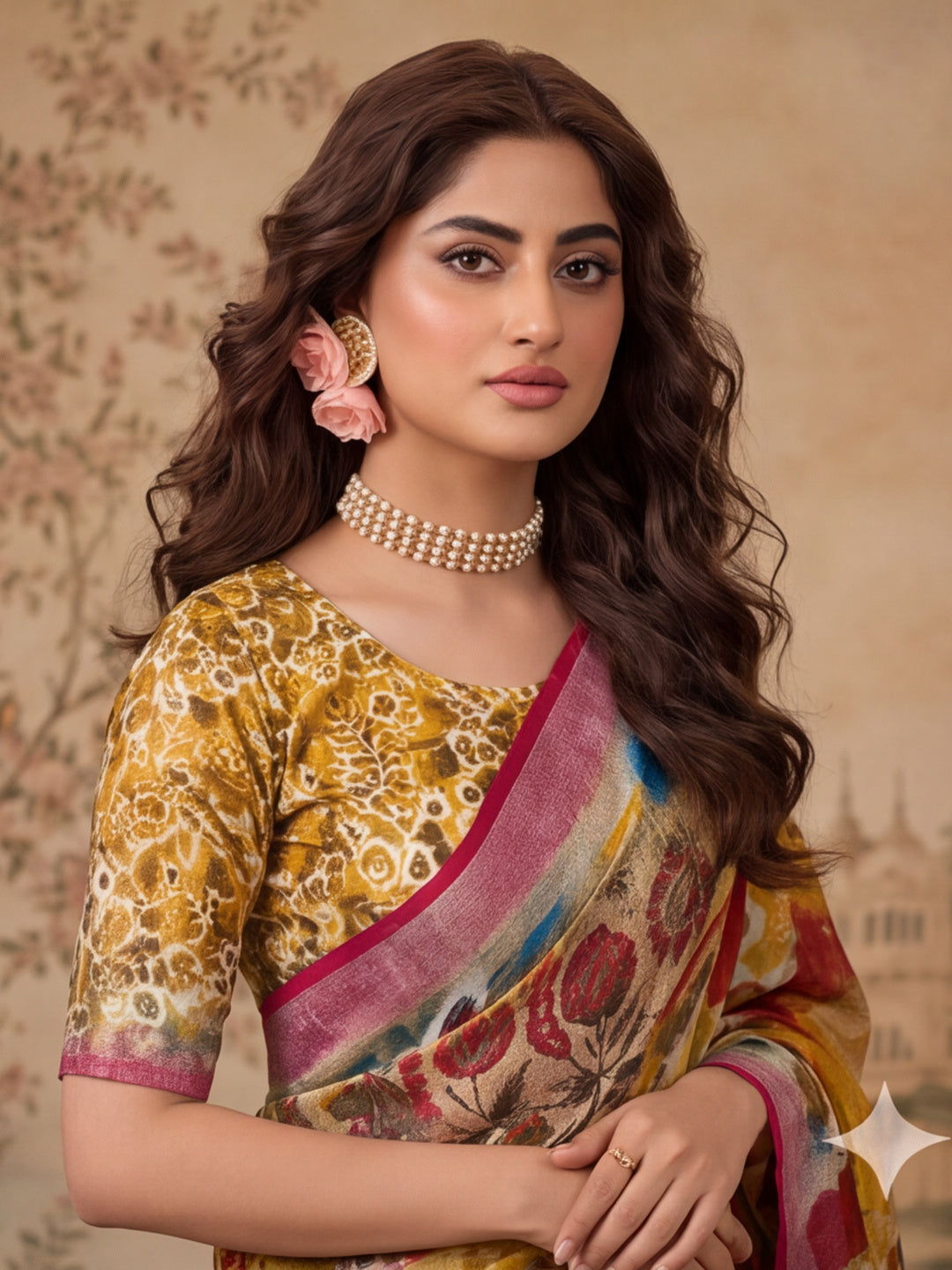 Jaipur Kurti Women Multi Digital Printed Saree With Tasselled Border