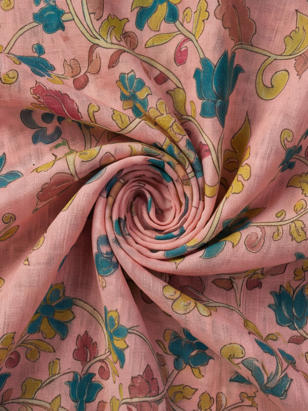 Pink Linen Cotton Digital Printed Floral Saree