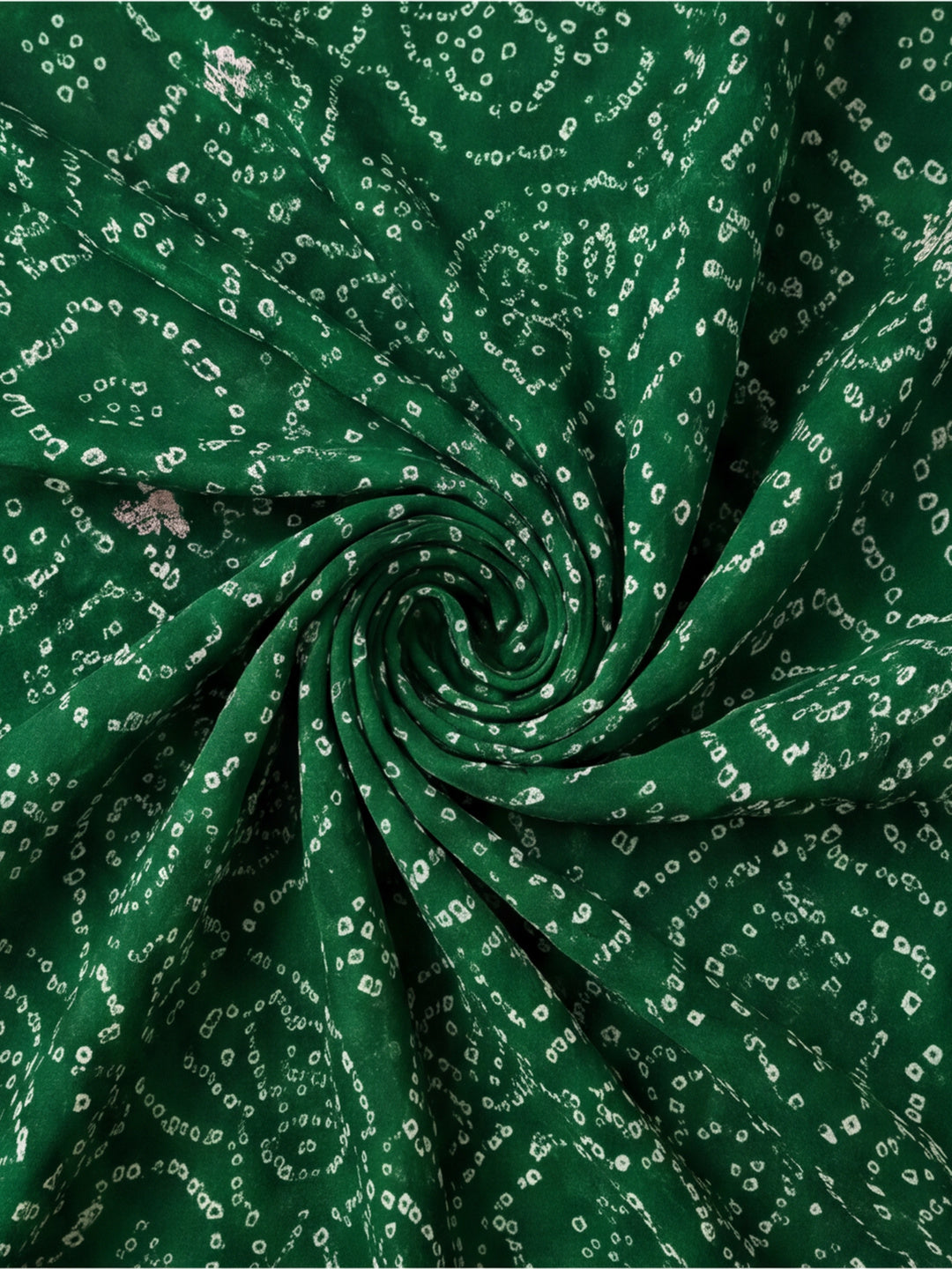 Green Bandhani Printed Saree with Embroidered Border