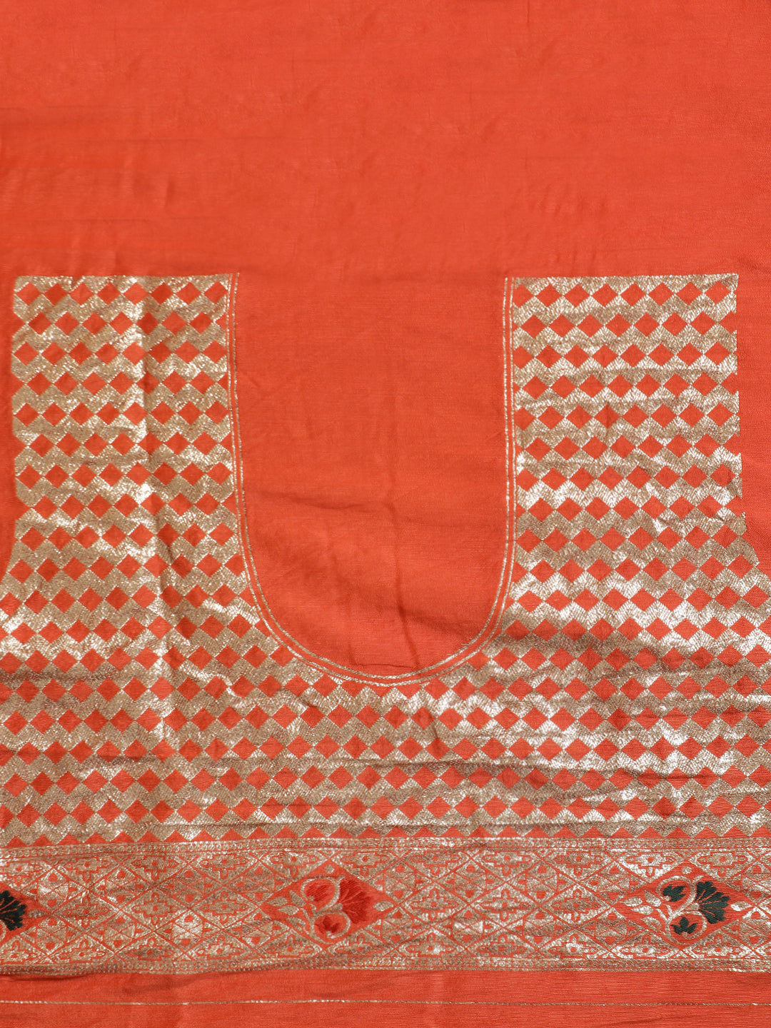 Orange Zari Woven Heavy Banarasi Saree