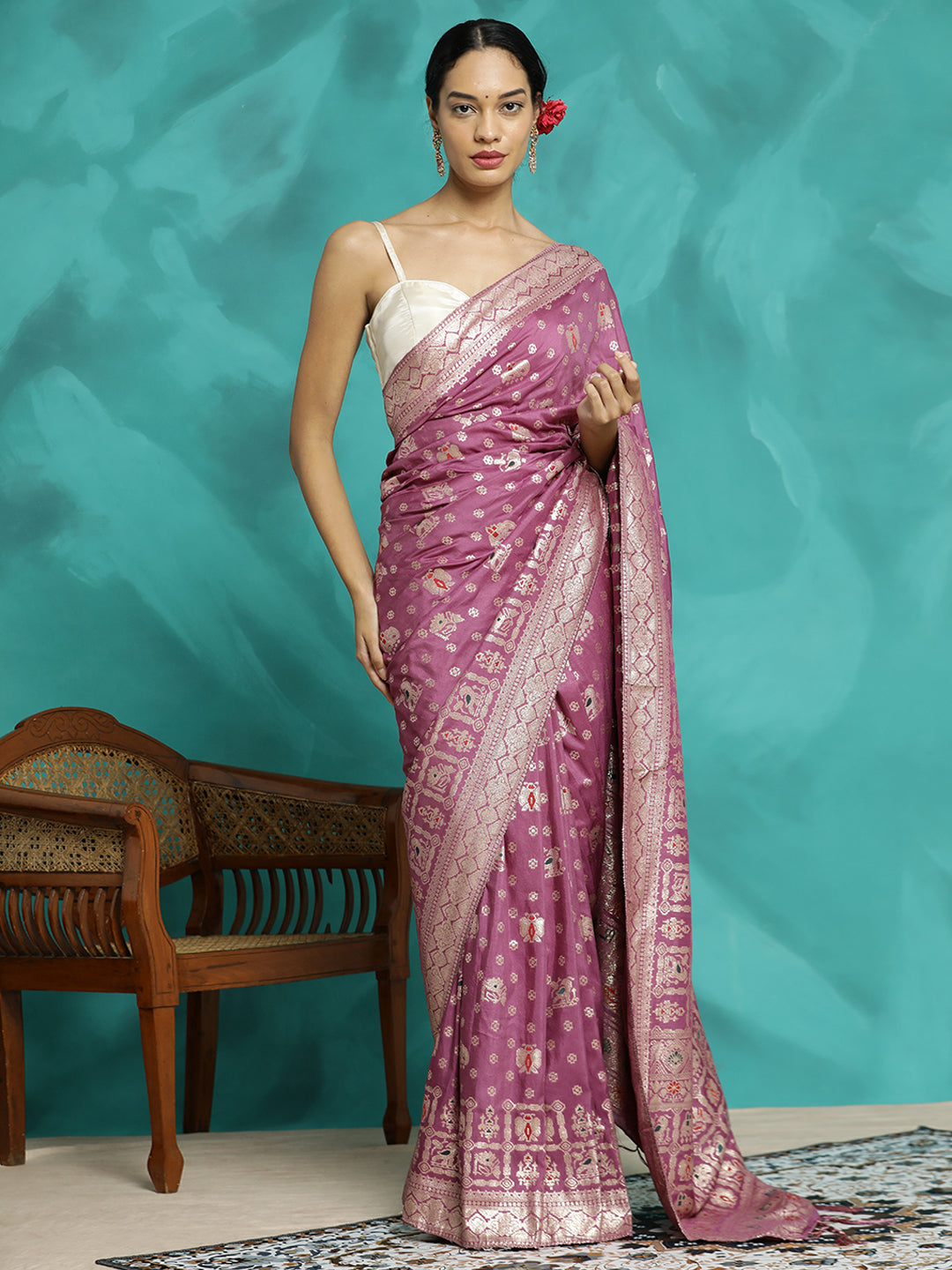 Festive Lavender Zari Woven Heavy Banarasi Saree