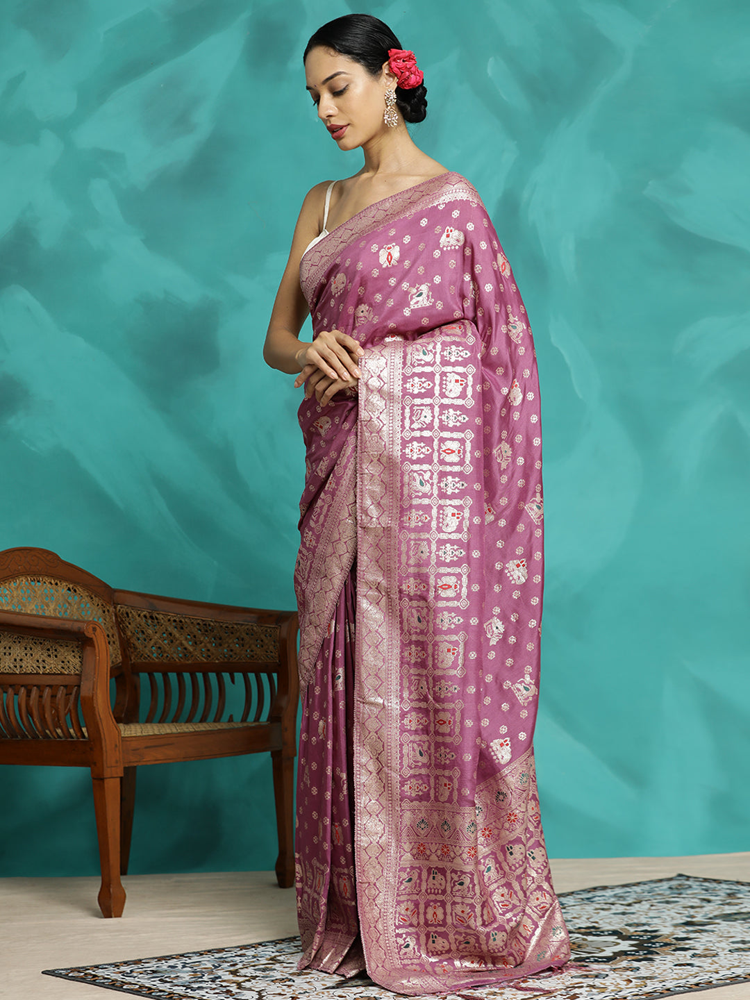 Festive Lavender Zari Woven Heavy Banarasi Saree