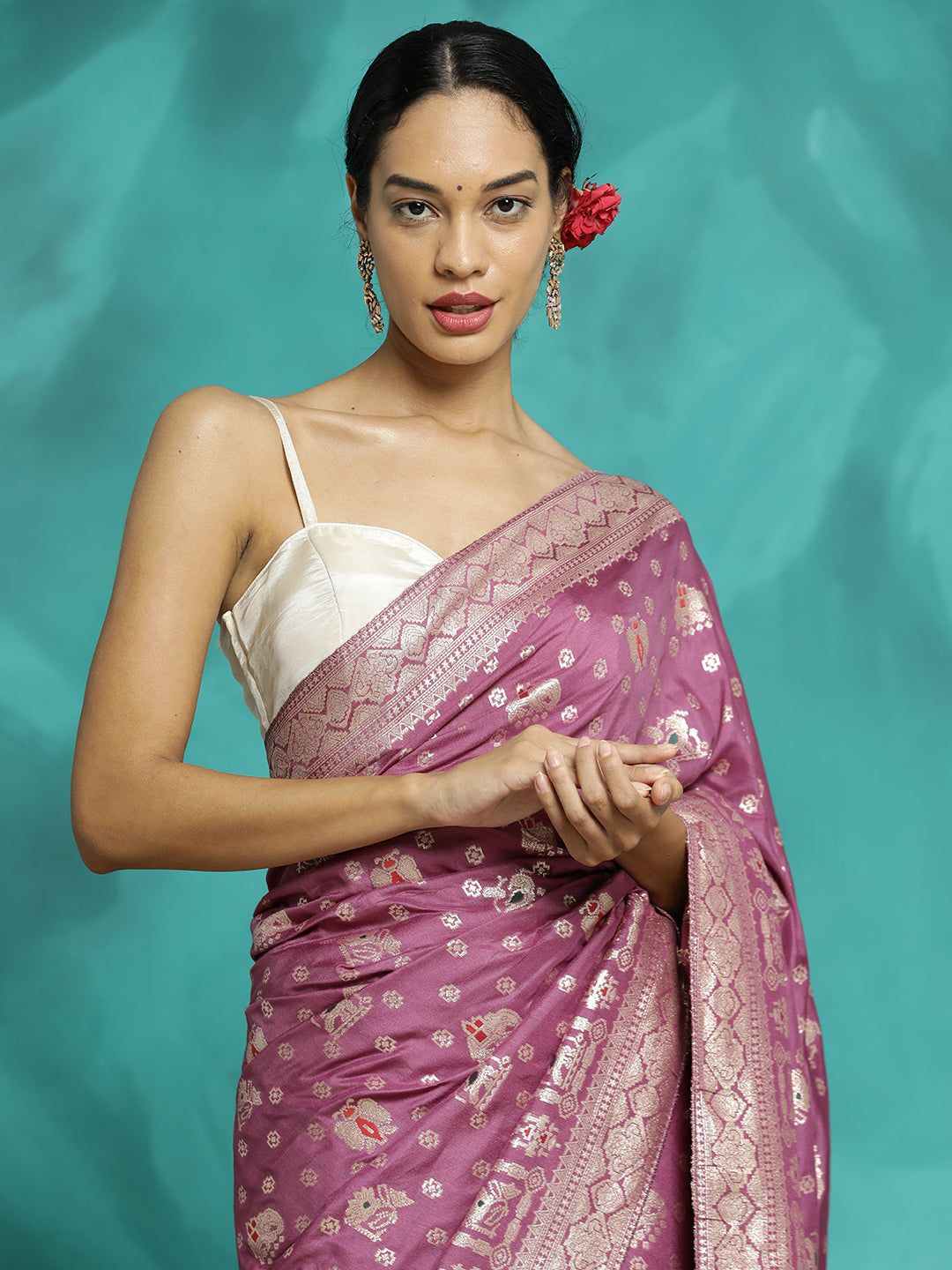 Festive Lavender Zari Woven Heavy Banarasi Saree