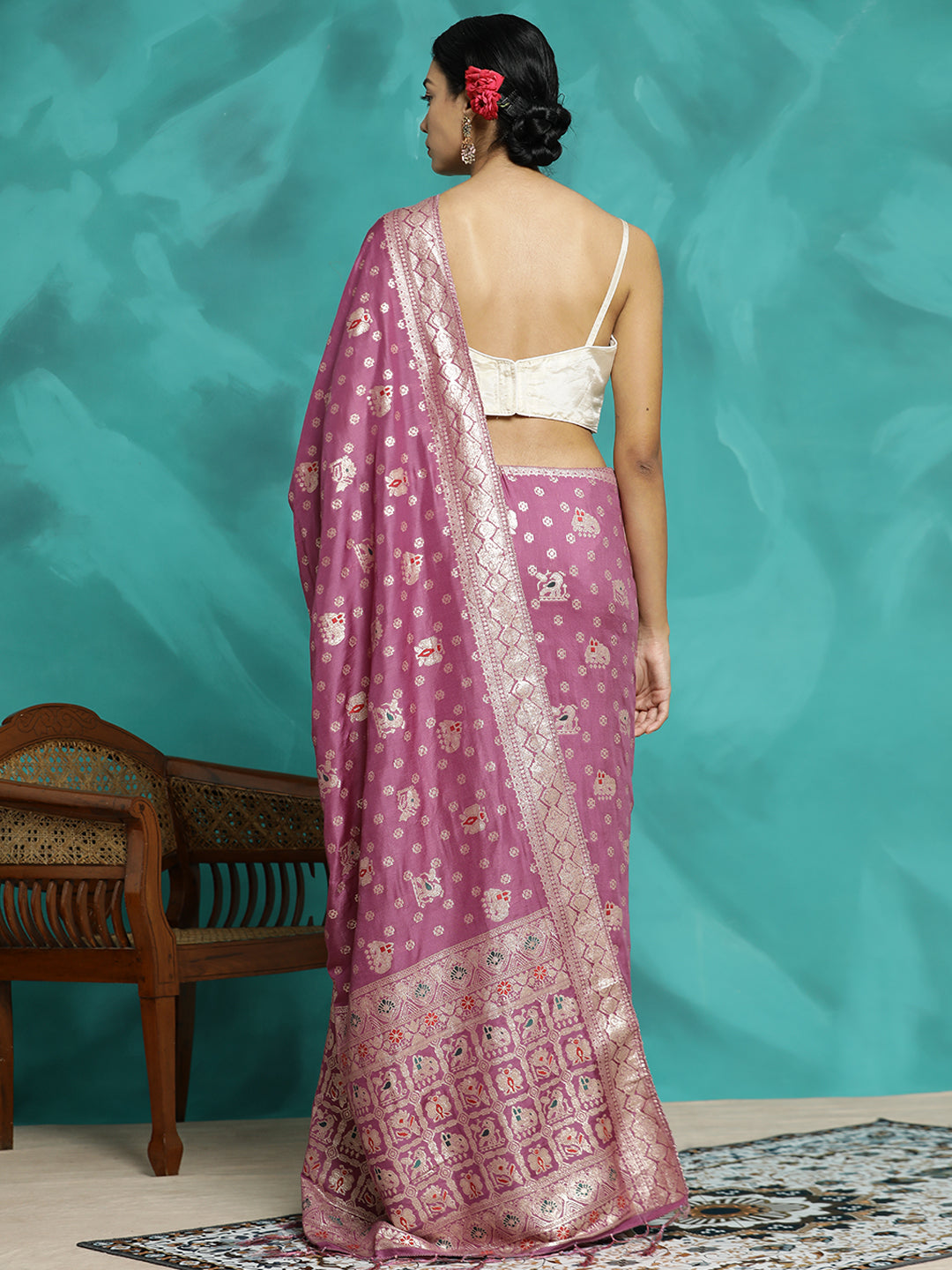 Festive Lavender Zari Woven Heavy Banarasi Saree