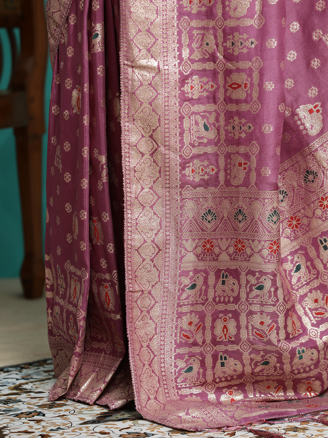 Festive Lavender Zari Woven Heavy Banarasi Saree