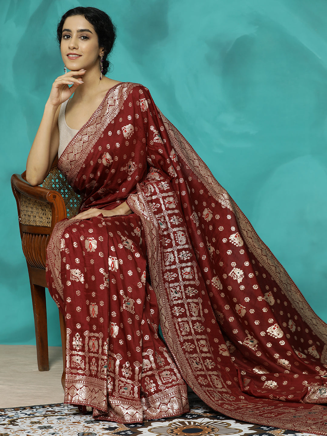 Festive Maroon Zari Woven Heavy Banarasi Saree