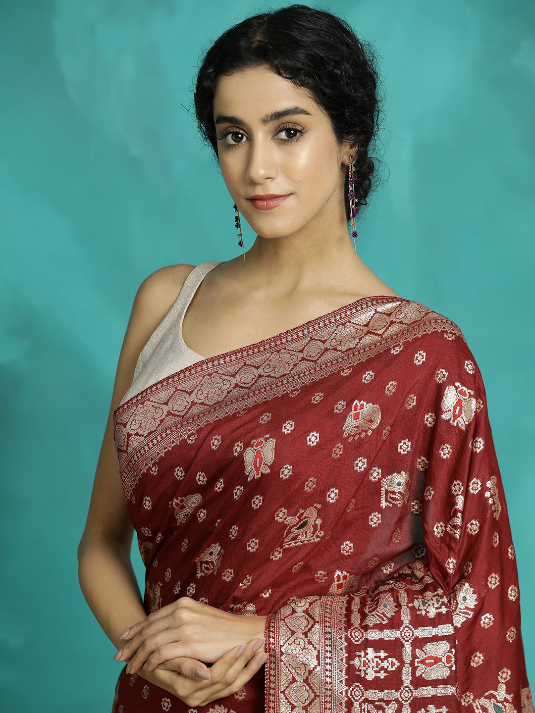 Festive Maroon Zari Woven Heavy Banarasi Saree