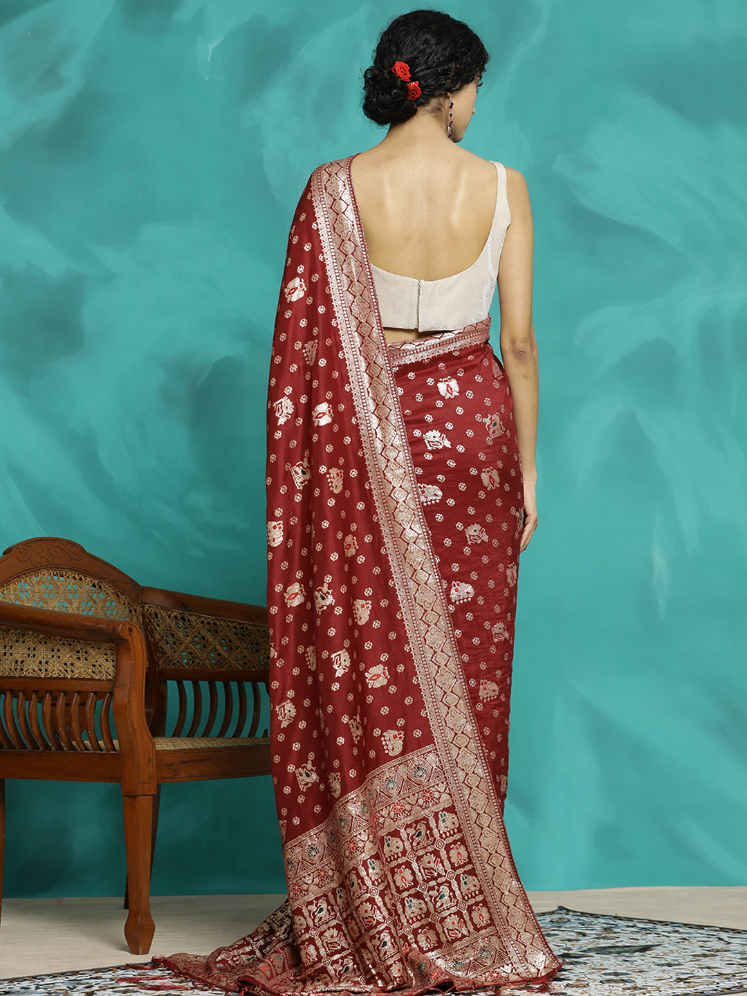 Festive Maroon Zari Woven Heavy Banarasi Saree