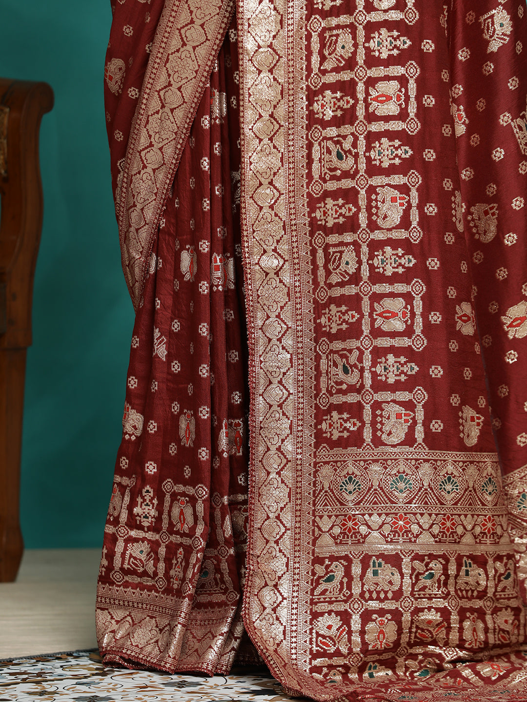 Festive Maroon Zari Woven Heavy Banarasi Saree